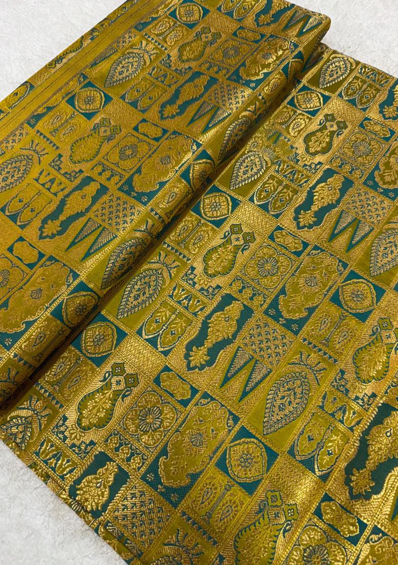 Green Brocade Lehenga Set - Indya