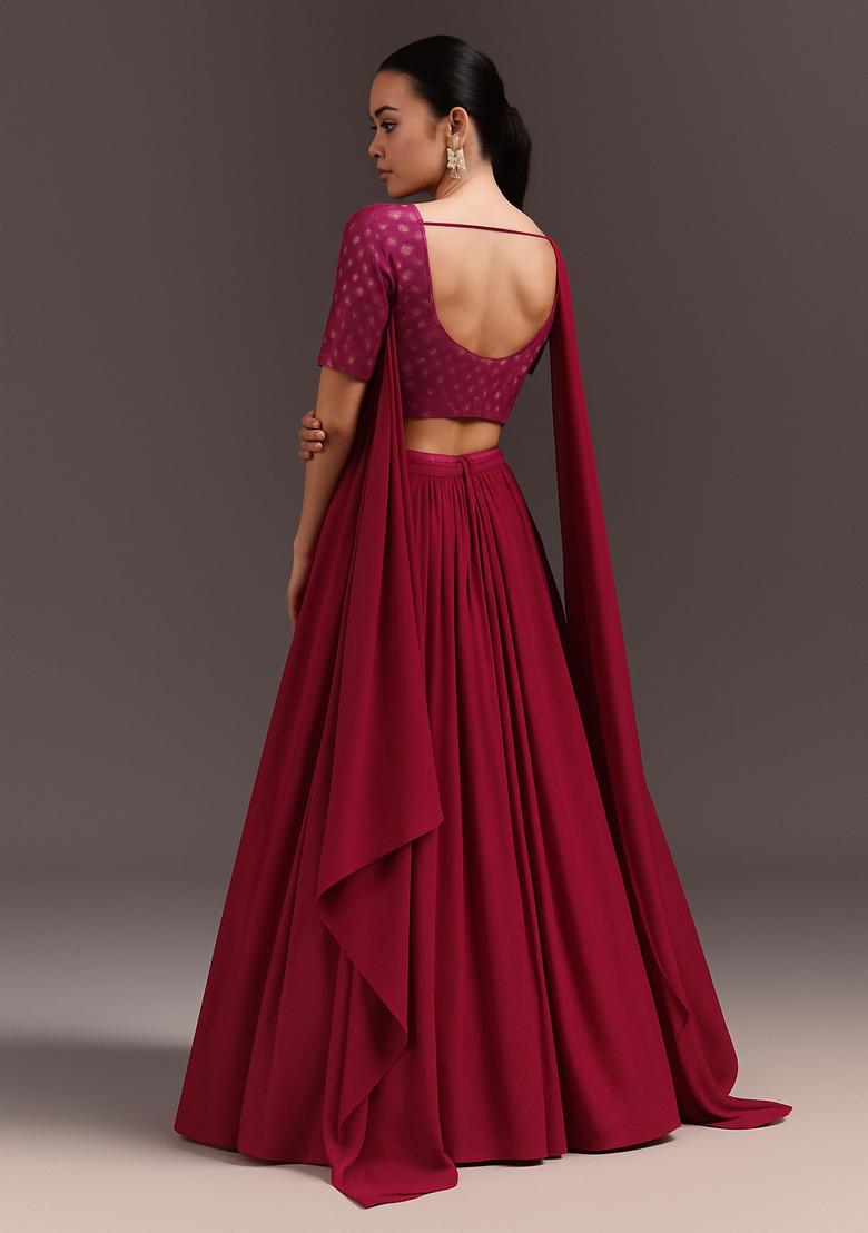 Pink Sequin Georgette Lehenga Set