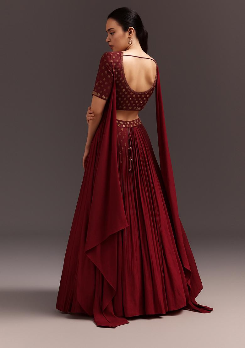 Brown Sequin Georgette Lehenga Set