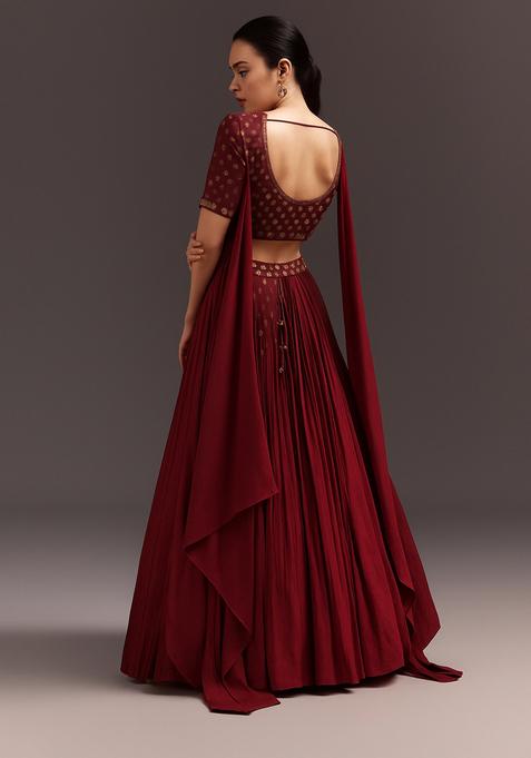 Brown Sequin Georgette Lehenga Set