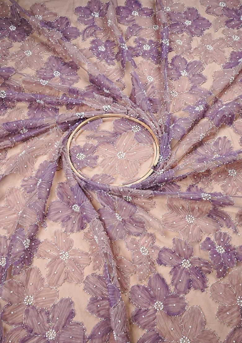 Lavender Printed Georgette Lehenga Set - Indya