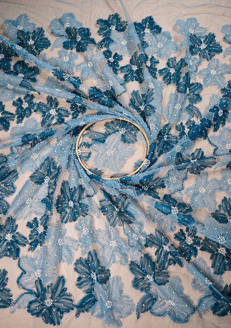 Sky Blue Printed Georgette Lehenga Set