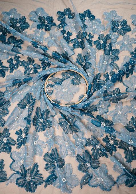 Sky Blue Printed Georgette Lehenga Set