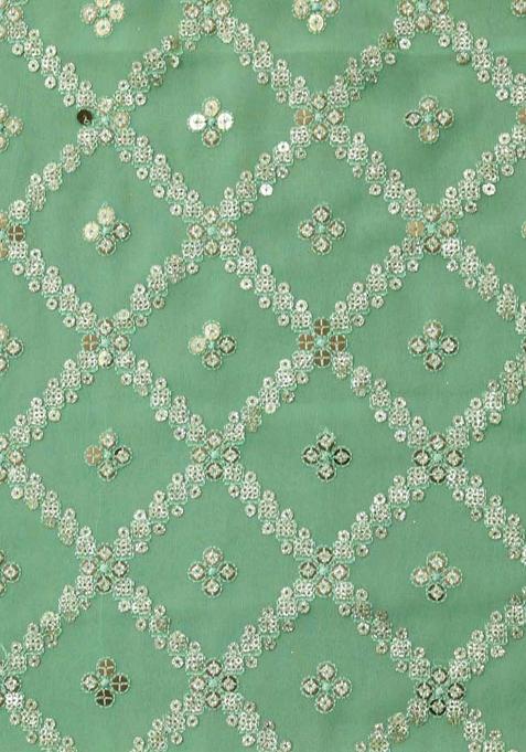 Sea Green Embroidered Blouse Georgette Lehenga Set