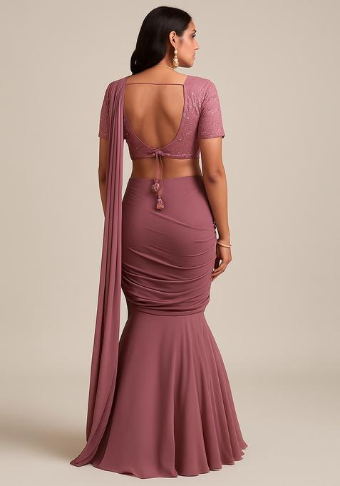 Pink Sequin? Blouse Georgette Lehenga Set