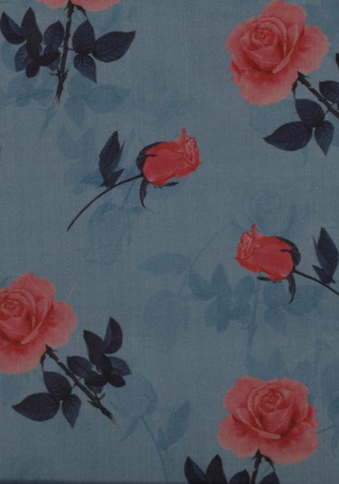 Blue Printed Organza Lehenga Set