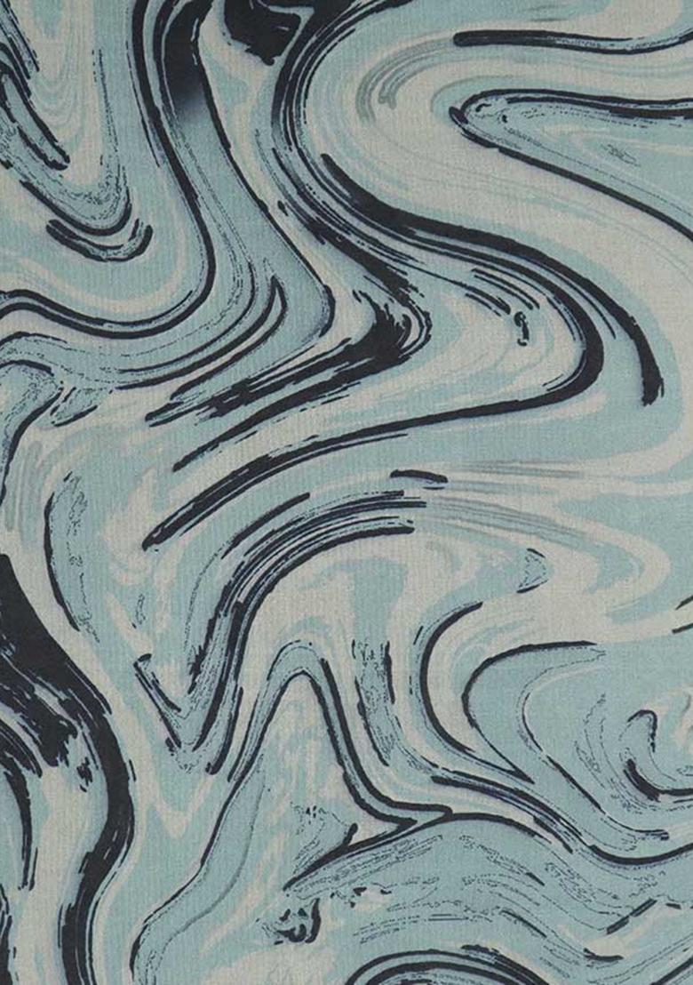 Light Blue Printed Organza Lehenga Set - Indya