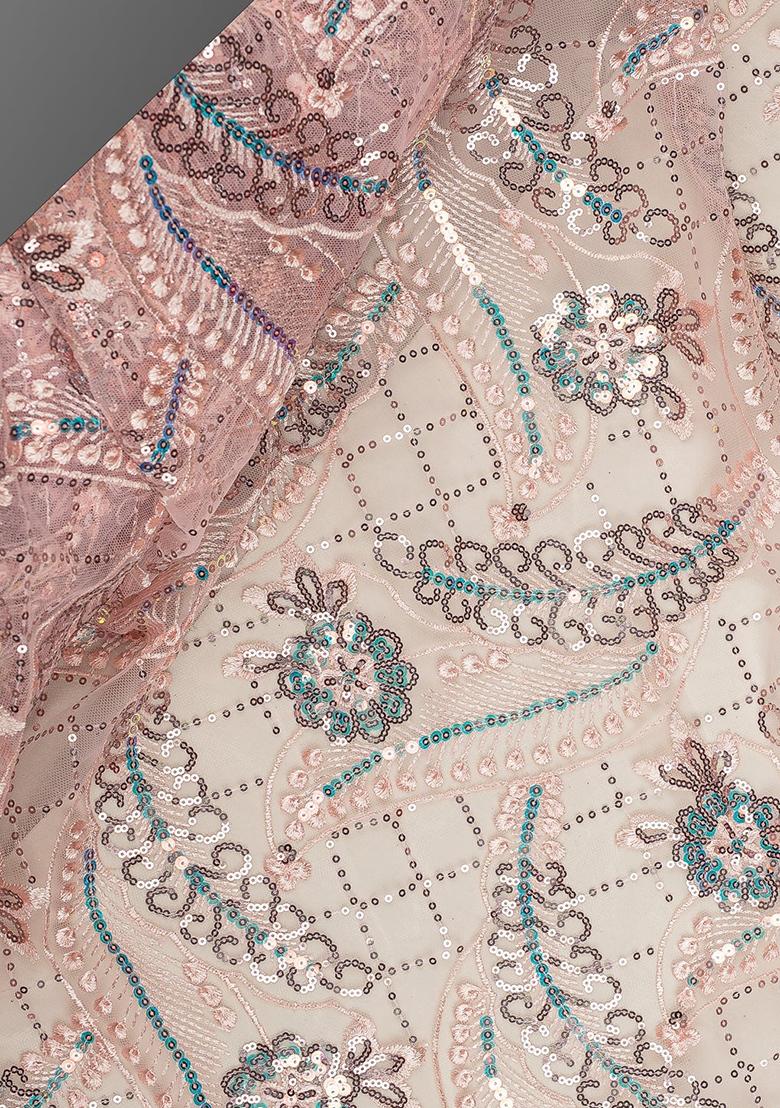 Pink Sequin Embellished Blouse Georgette Lehenga Set