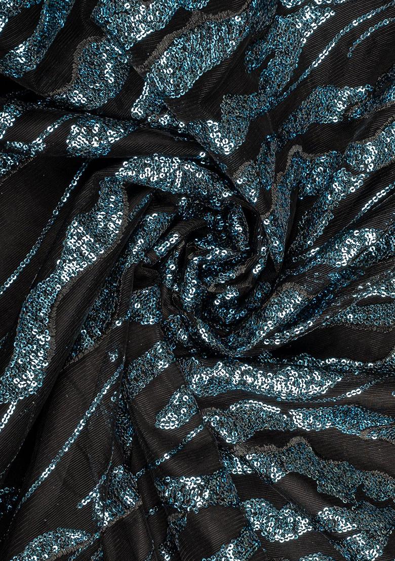 Blue Embellished Blouse Georgette Lehenga Set