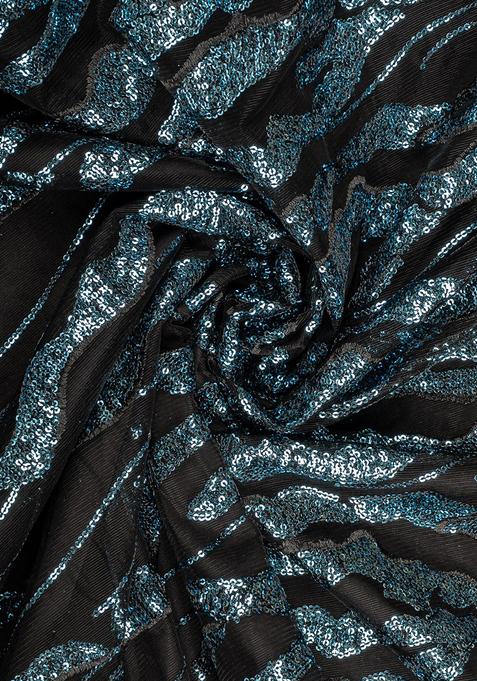 Blue Embellished Blouse Georgette Lehenga Set