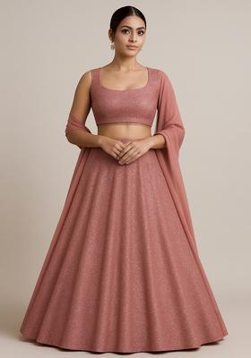 Pink Embellished Net Lehenga Set