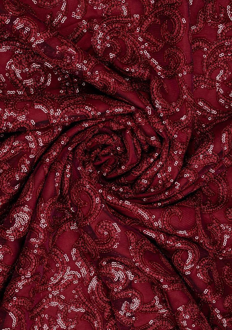 Maroon Embellished Blouse Georgette Lehenga Set