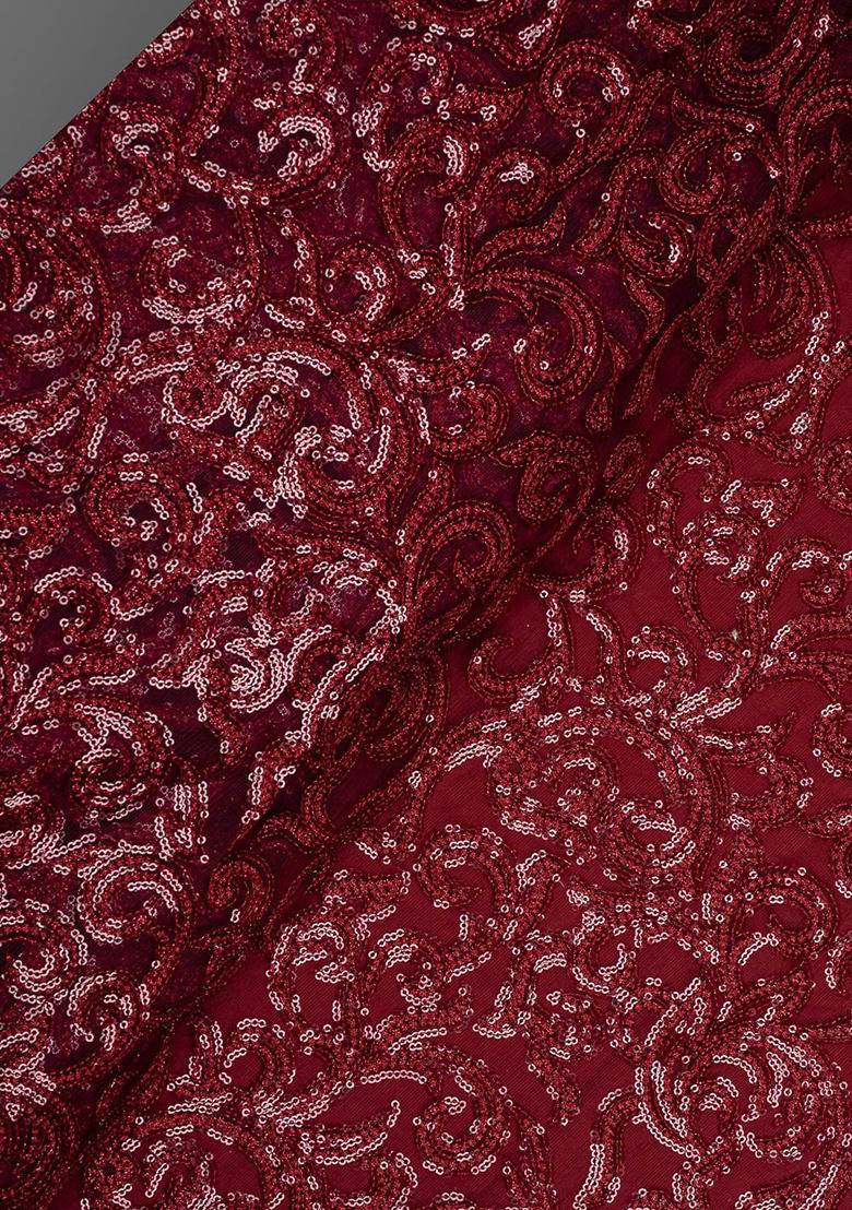 Maroon Embellished Blouse Georgette Lehenga Set