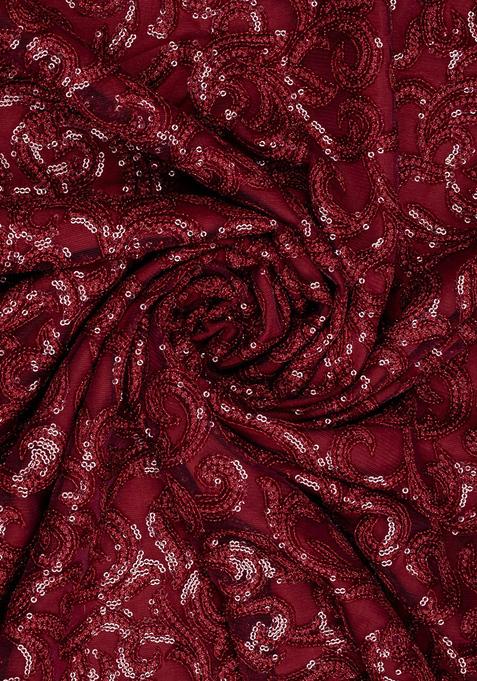 Maroon Embellished Blouse Georgette Lehenga Set