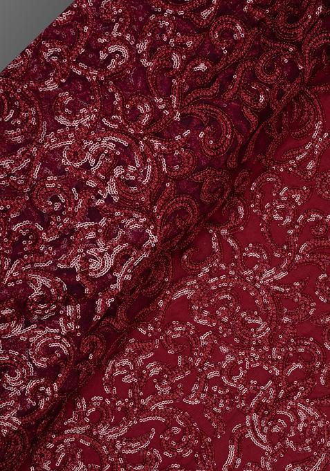 Maroon Embellished Blouse Georgette Lehenga Set