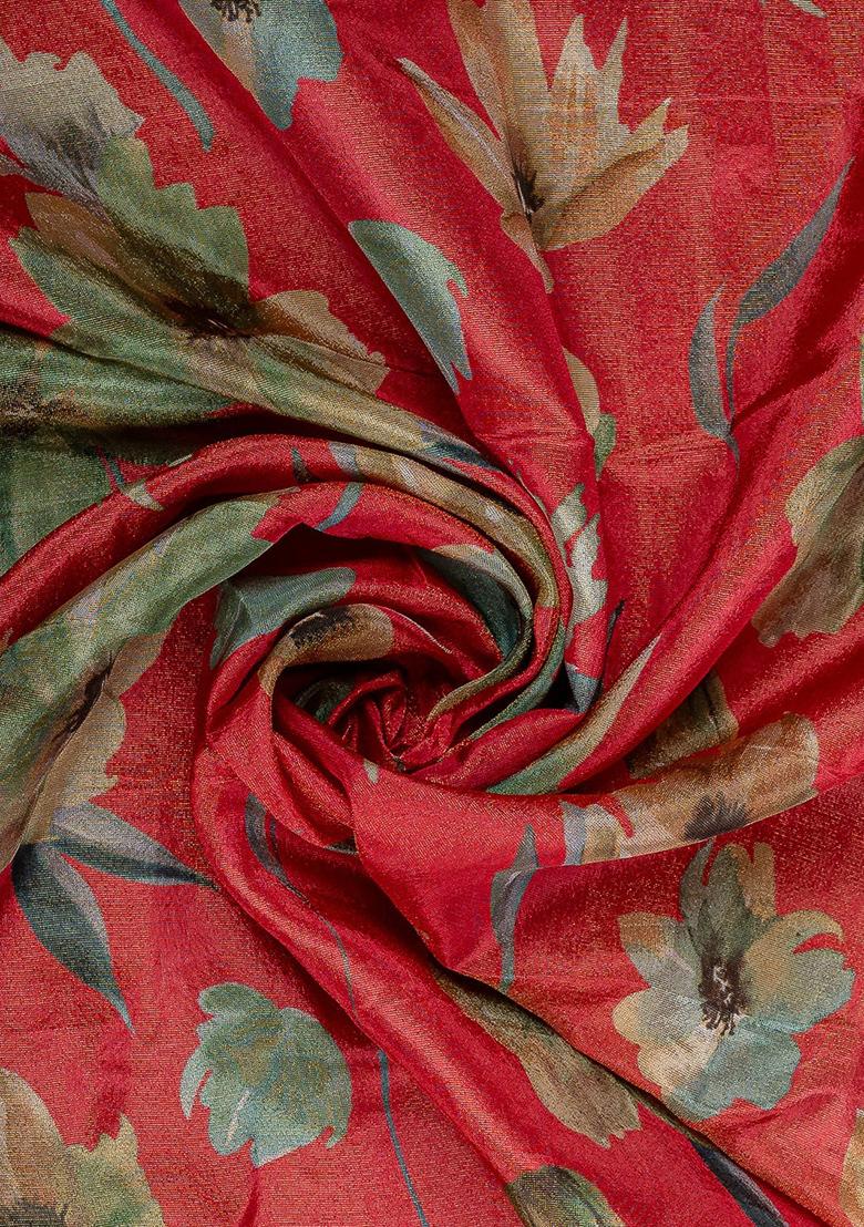 Orange Printed Tissue Shimmer Lehenga Set