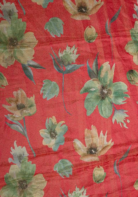 Orange Printed Tissue Shimmer Lehenga Set