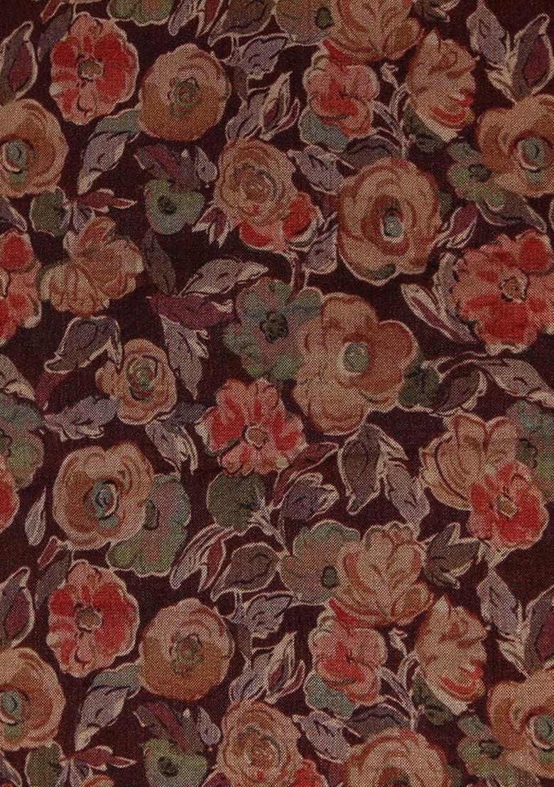 Brown Printed Tussar Lehenga Set - Indya