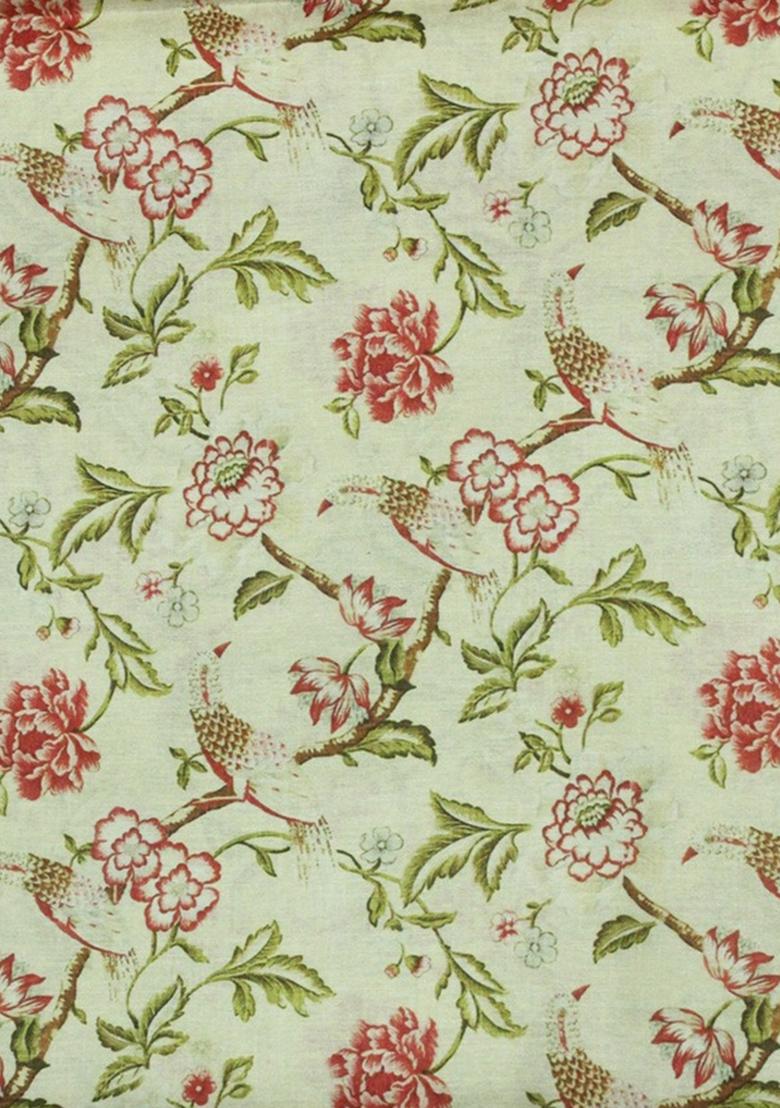 Off White Printed Tussar Lehenga Set - Indya