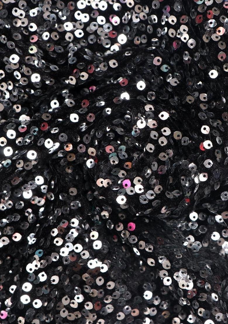 Black Sequin Blouse Georgette Lehenga Set