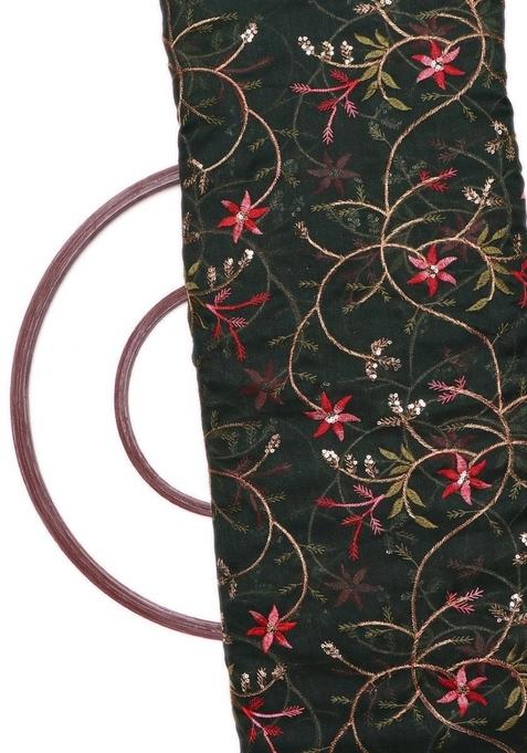 Dark Green Embroidered Organza Lehenga Set