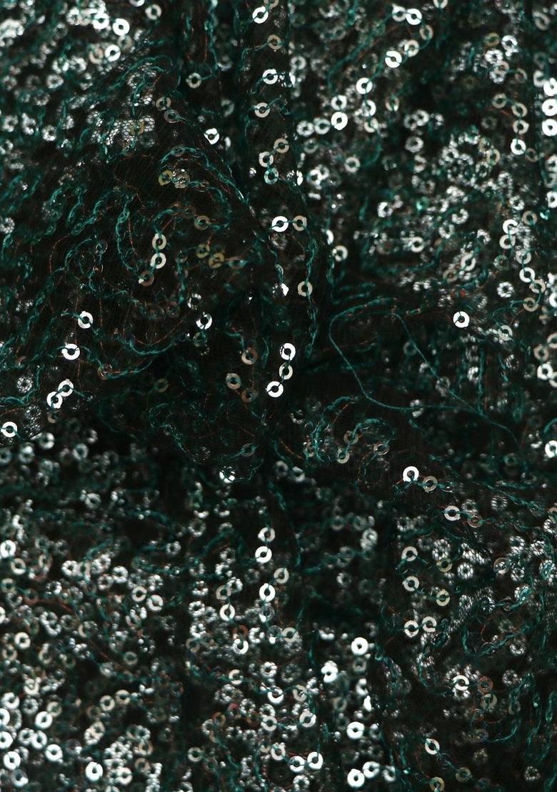 Green Sequin Net Lehenga Set