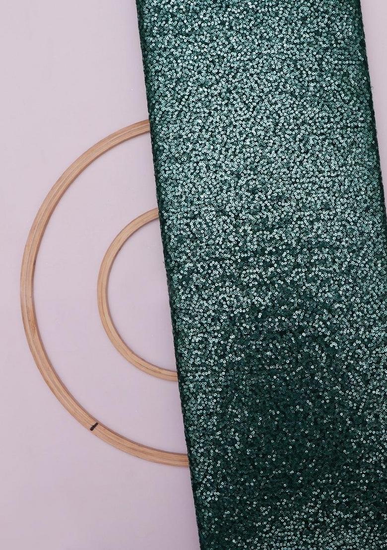 Green Sequin Net Lehenga Set - Indya