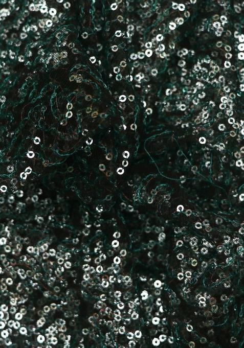 Green Sequin Net Lehenga Set