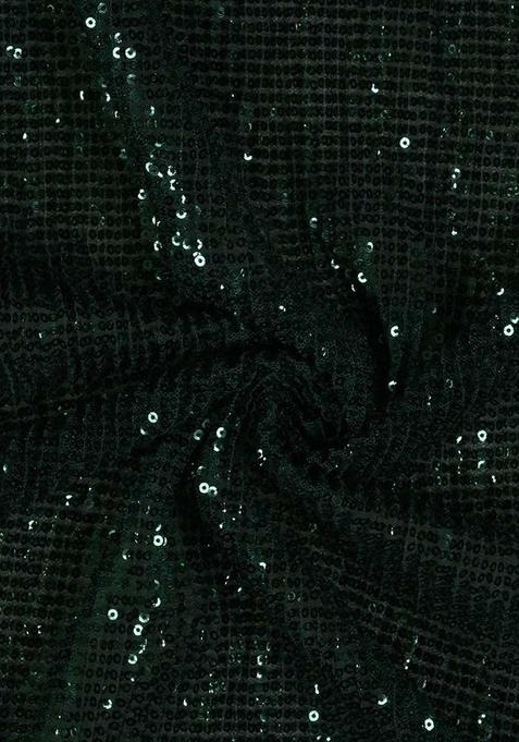 Bottle Green Sequin Net Fusion Set