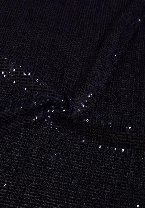 Black Sequin Net Fusion Set