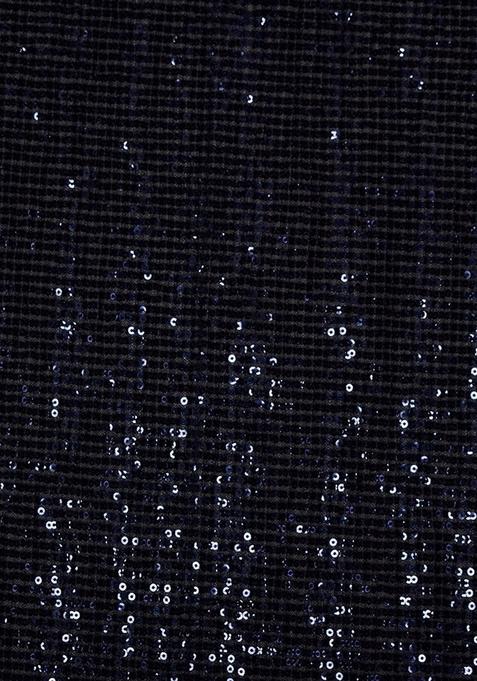 Black Sequin Net Fusion Set