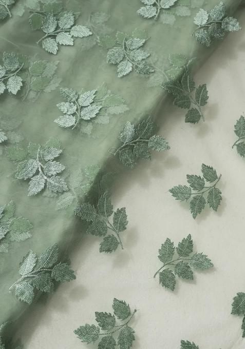 Sage Green Embroidered Net Lehenga Set