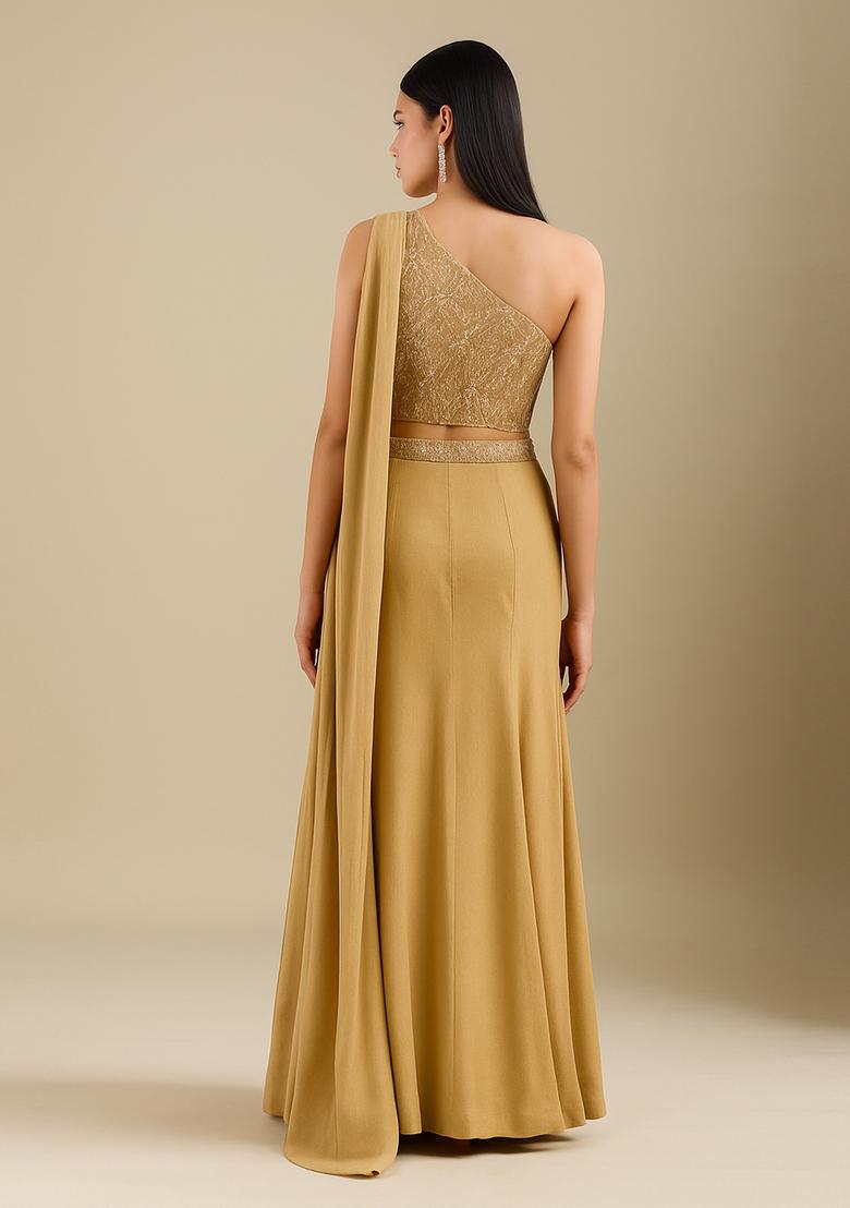 Gold Embellished Blouse Georgette Lehenga Set