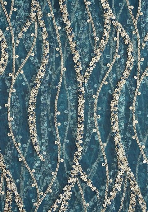 Rama Blue Embellished Blouse Georgette Lehenga Set