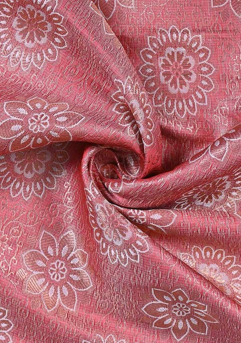 Light Pink Jacquard Brocade Lehenga Set for Diwali and Festive Wear - Indya