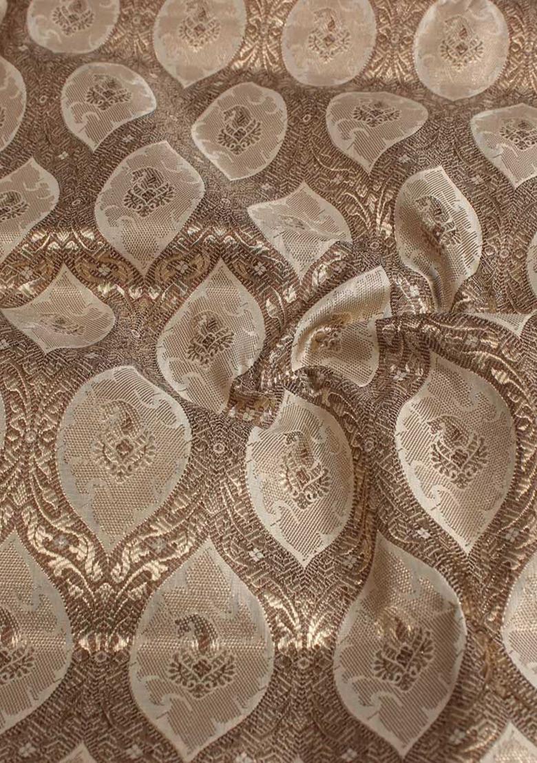 Golden Jacquard Brocade Lehenga Set