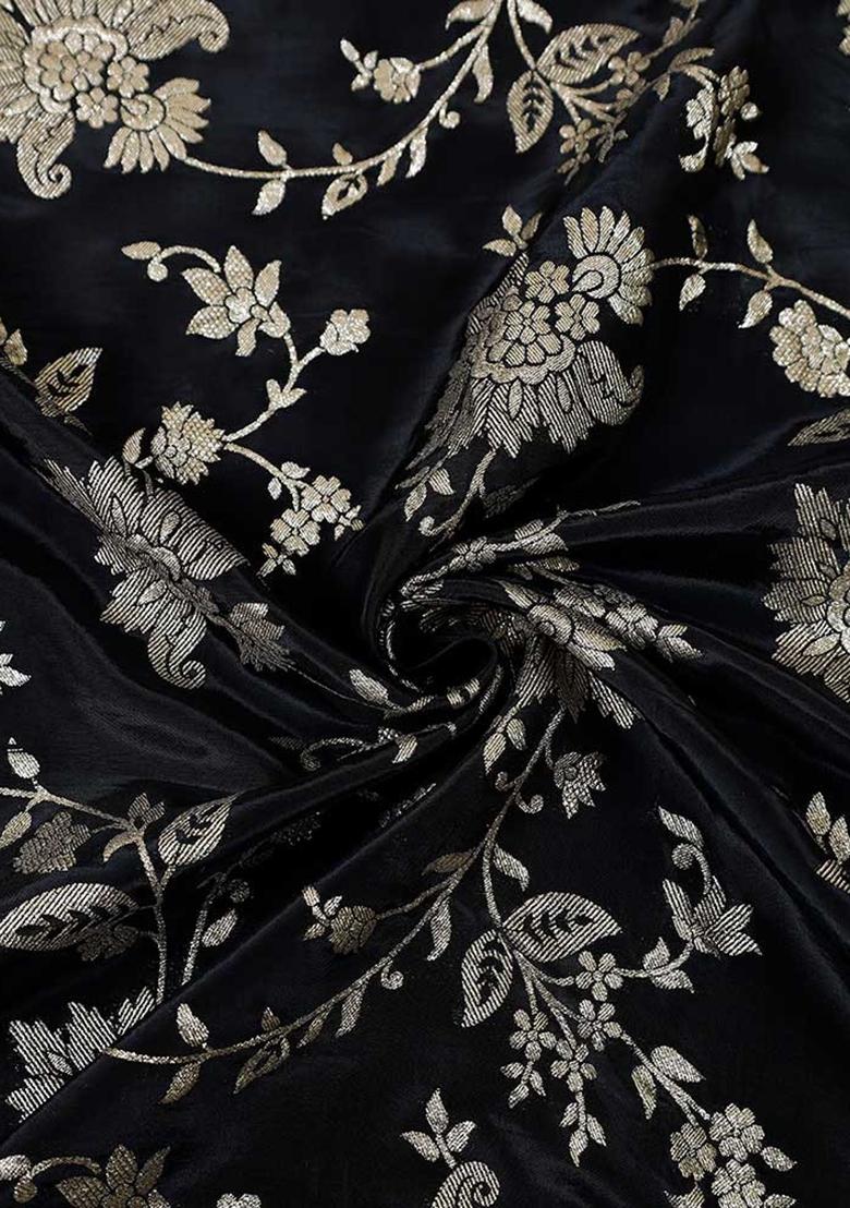 Black Jacquard Blouse Georgette Lehenga Set