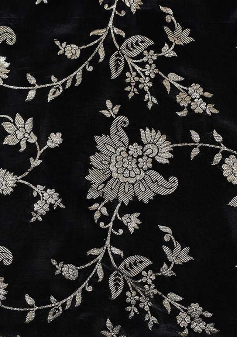 Black Jacquard Blouse Georgette Lehenga Set