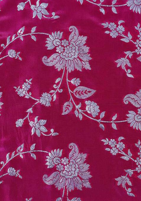 Pink Jacquard Blouse Georgette Lehenga Set