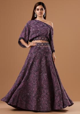 Multicolor Printed Crepe Lehenga Set