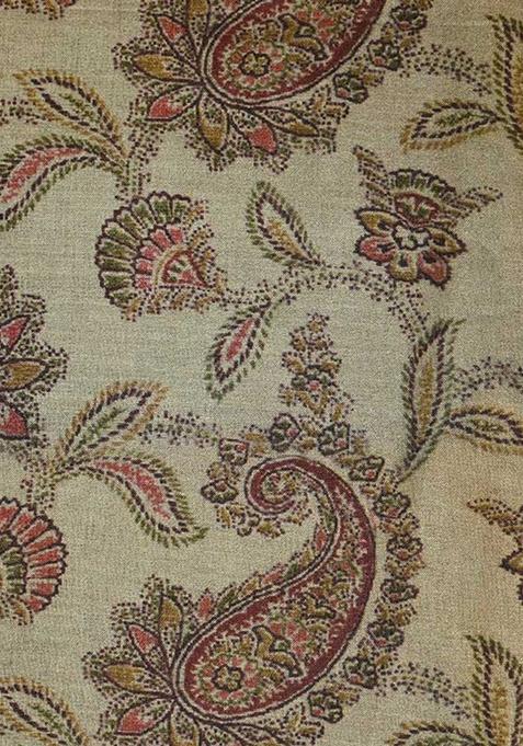 Beige Printed Tussar Lehenga Set