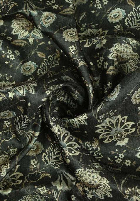 Green Printed Tussar Lehenga Set