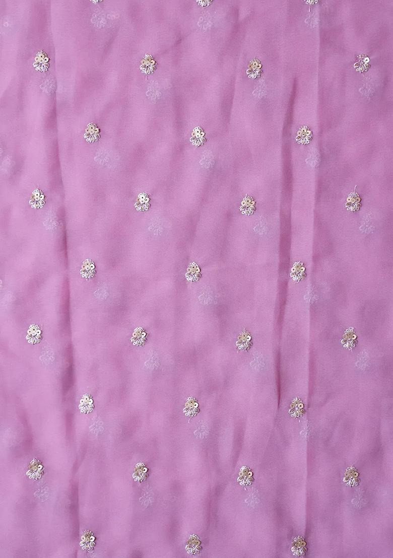 Pink Embroidered Georgette Lehenga Set