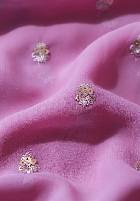 Pink Embroidered Georgette Lehenga Set