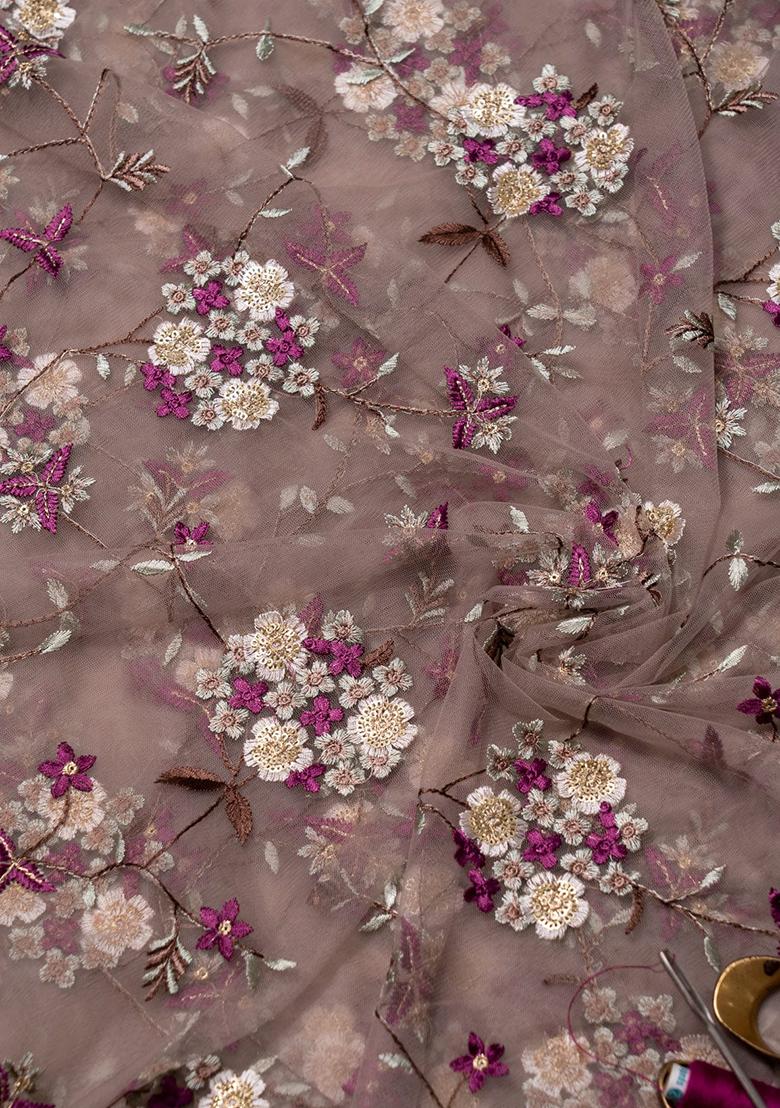 Light Brown Sequin Embriodered Net Lehenga Set