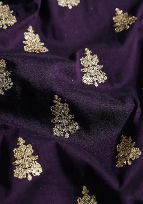 Violet Sequin Embroidered Raw Silk Lehenga Set