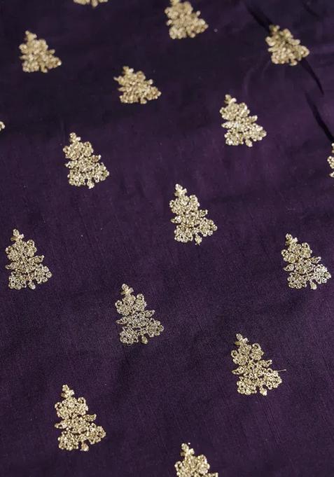 Violet Sequin Embroidered Raw Silk Lehenga Set