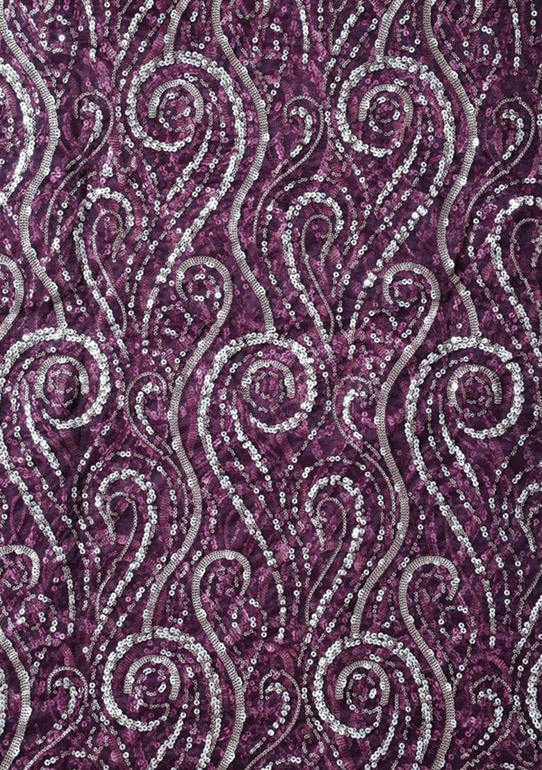 Purple Sequin Embroidered Soft Net Lehenga Set