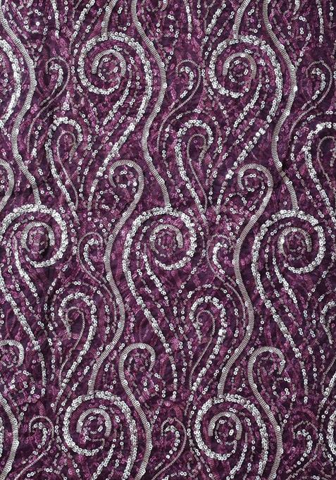 Purple Sequin Embroidered Soft Net Lehenga Set