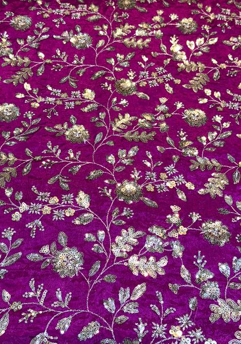 Purple Sequin Embroidered Chinon Lehenga Set